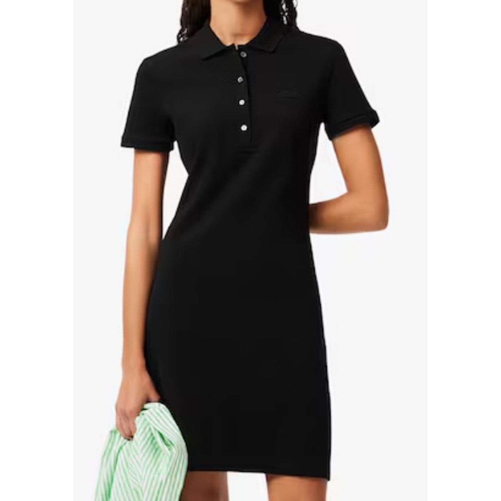 Lacoste Lacoste Women's Short Sleeve Slim Fit Stretch Dress black 2 Size XS / US 0-2 / IT 36-38 - 1 Thumbnail