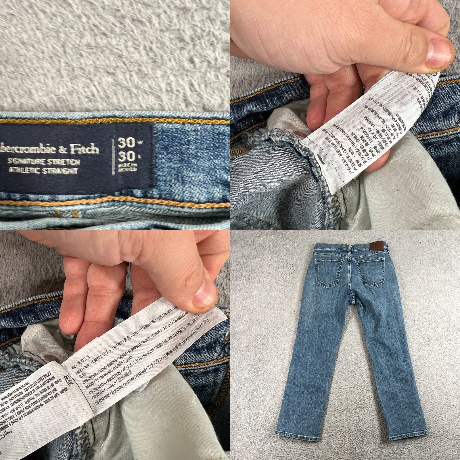 Abercrombie & Fitch Abercrombie & Fitch Jeans Athletic Straight Mens 32x28 Tag 30x30 Logo Stretch Denim Blue 5-Pocket Signature Stretch Modern Classic Mens Size US 30 / EU 46 - 8 Thumbnail