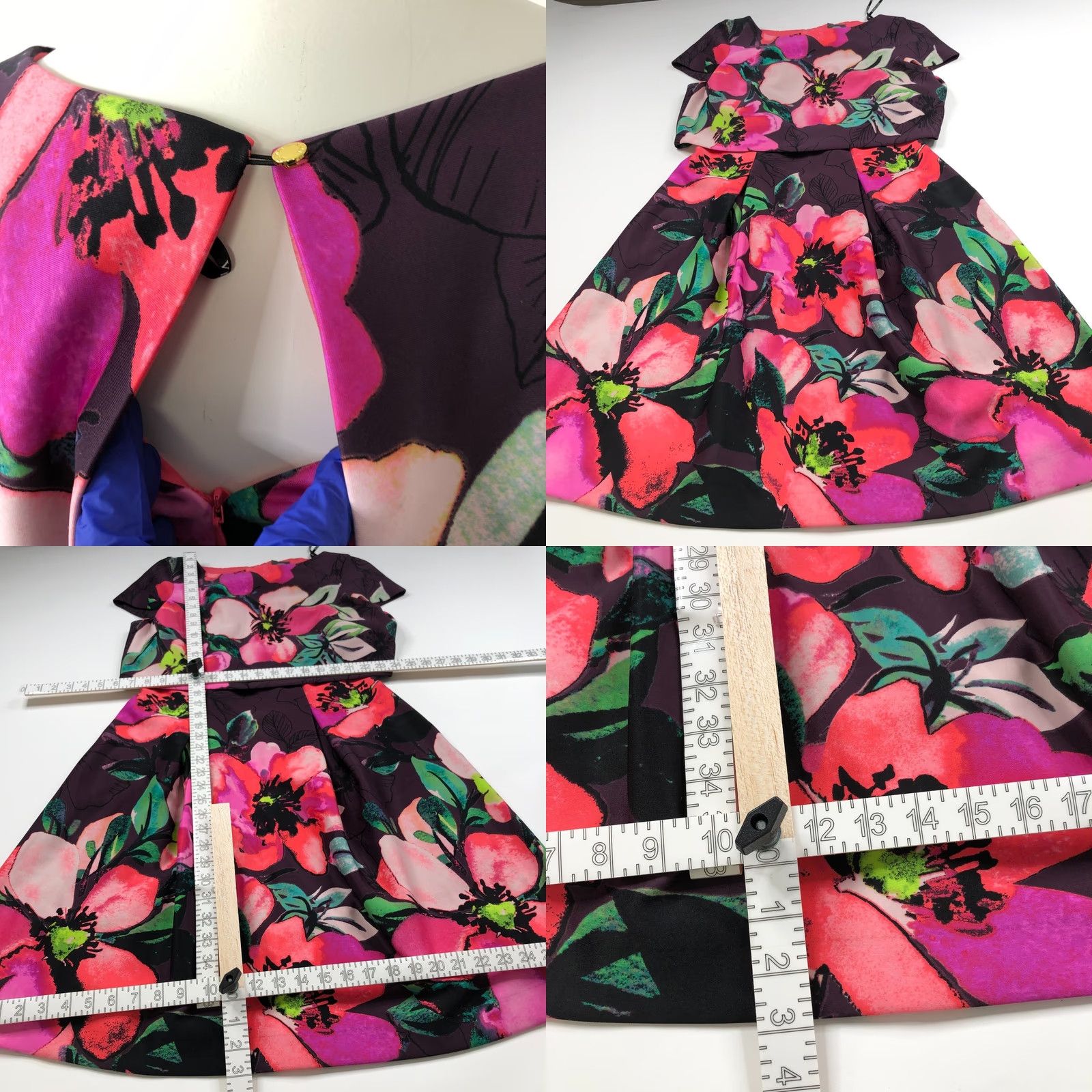 Vince Camuto Vince Camuto Dress Floral All Over Print Purple Knee Length A-Line 10 Tiered Short Sleeve Pullover Round Neck Women’s Size L / US 10 / IT 46 - 8 Thumbnail