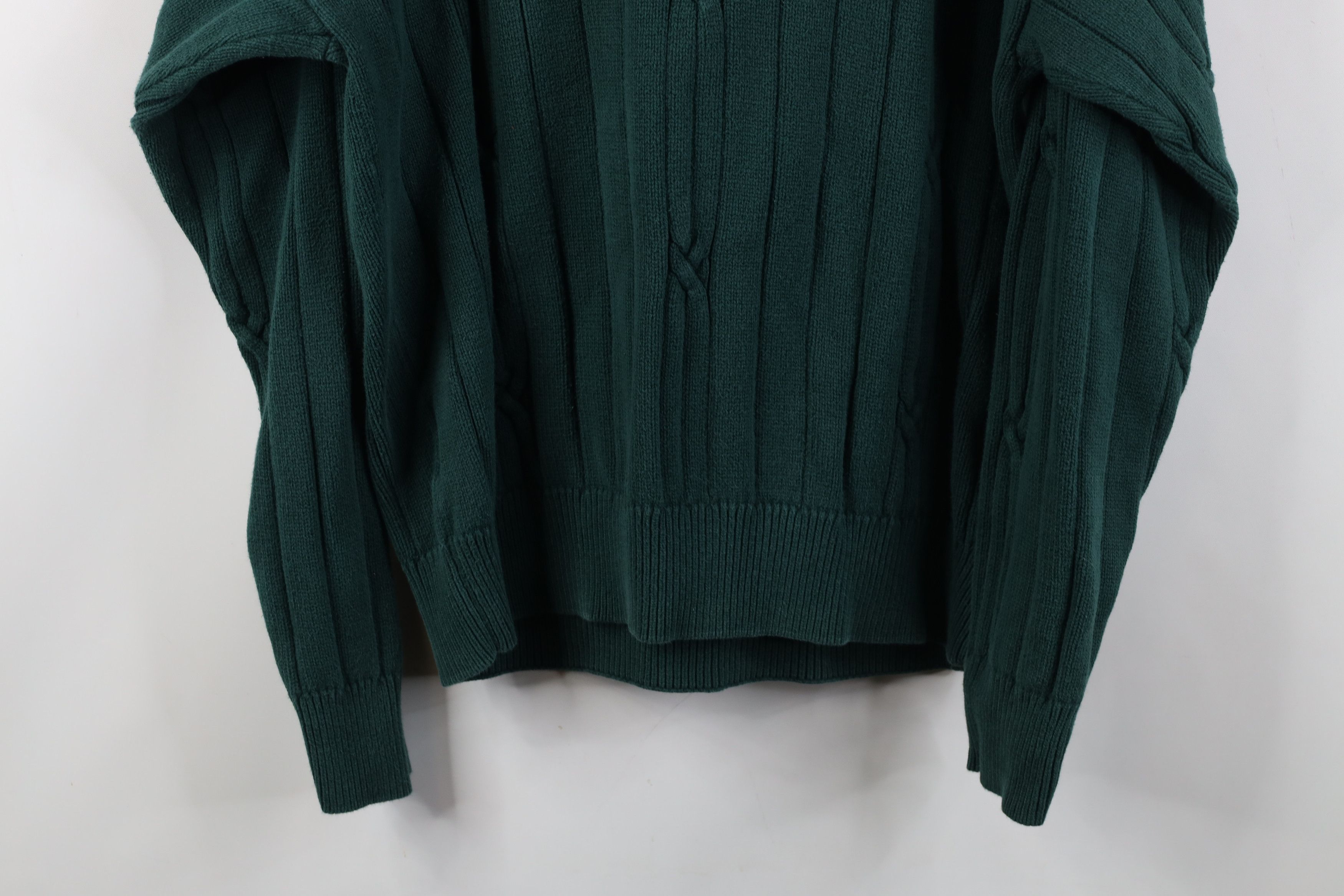 Nautica Vintage 90s Nautica Cotton Cable Ribbed Knit Sweater Green Size US L / EU 52-54 / 3 - 14 Thumbnail