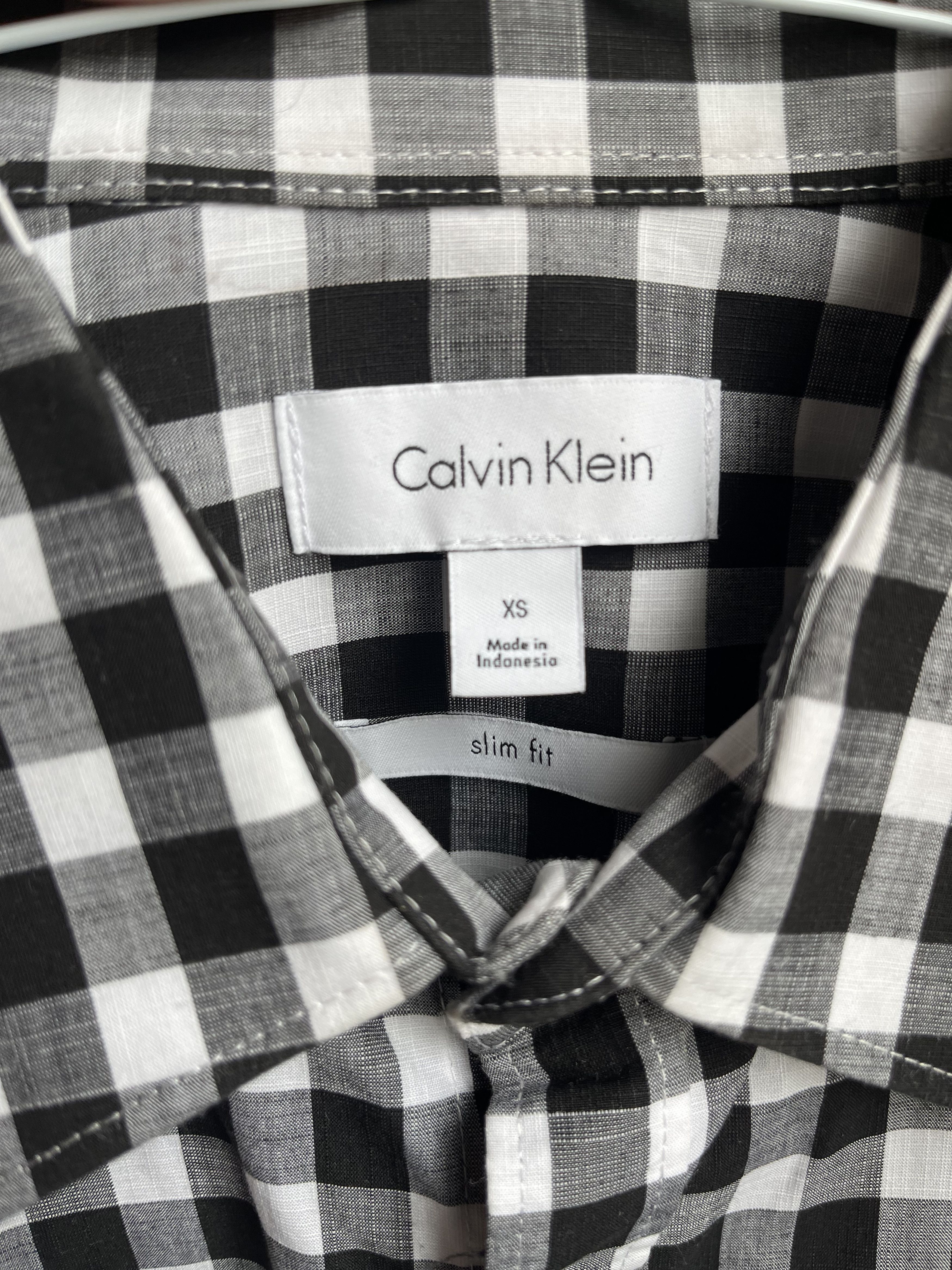 Calvin Klein Black and White Check Pattern Button Down Size 38R - 3 Thumbnail