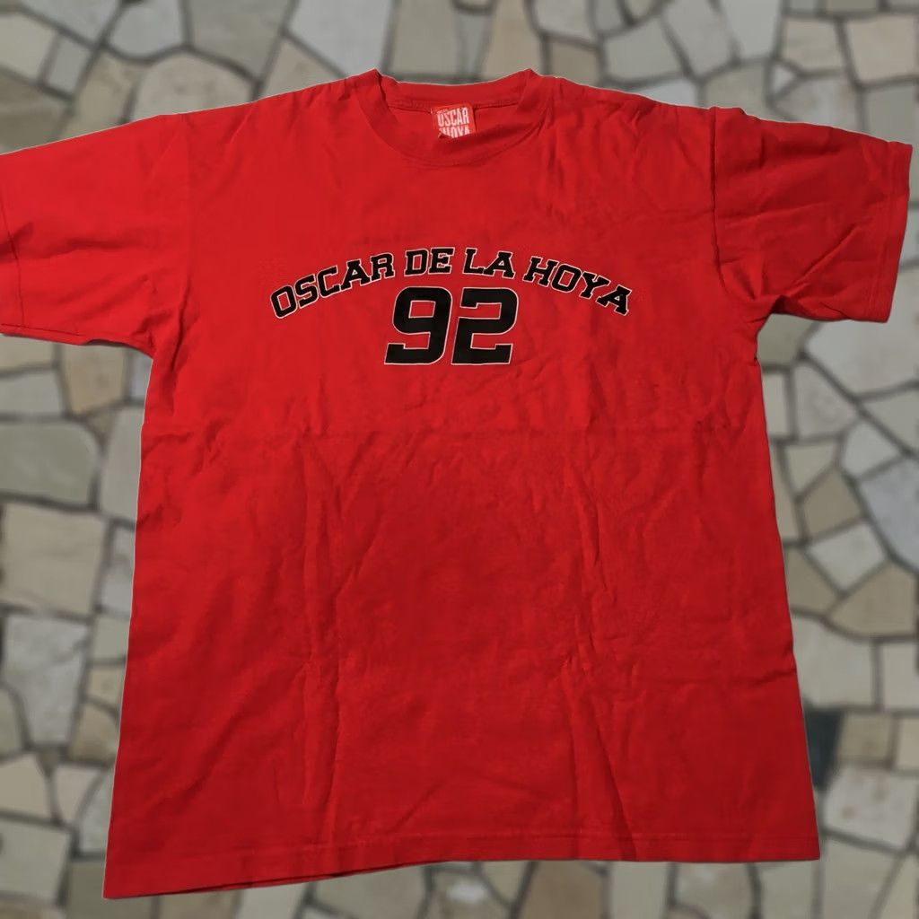 Vintage Oscar De La Hoya Shirt 2XL Red Boxing Graphic 100% Cotton T-Shirt Tee 92 Mens Size US XXL / EU 58 / 5 - 1 Thumbnail