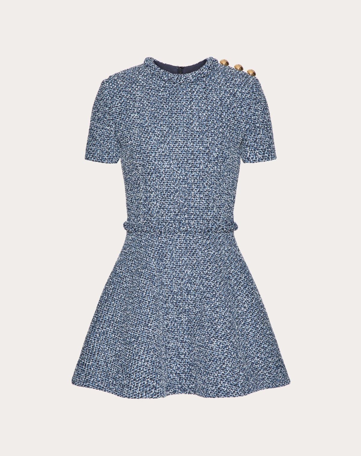 Valentino o1s1wg110525 Textured Tweed Denim Short Dress in Blue Size XS / US 0-2 / IT 36-38 - 1 Thumbnail