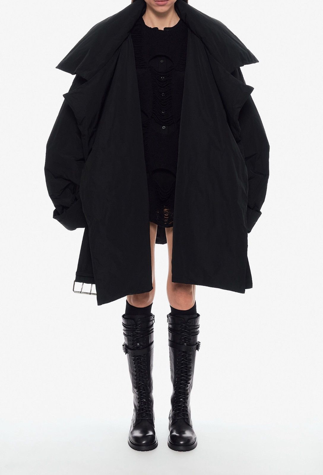 Vaquera Vaquera Black Duvet Coat Size M / US 6-8 / IT 42-44 - 4 Thumbnail