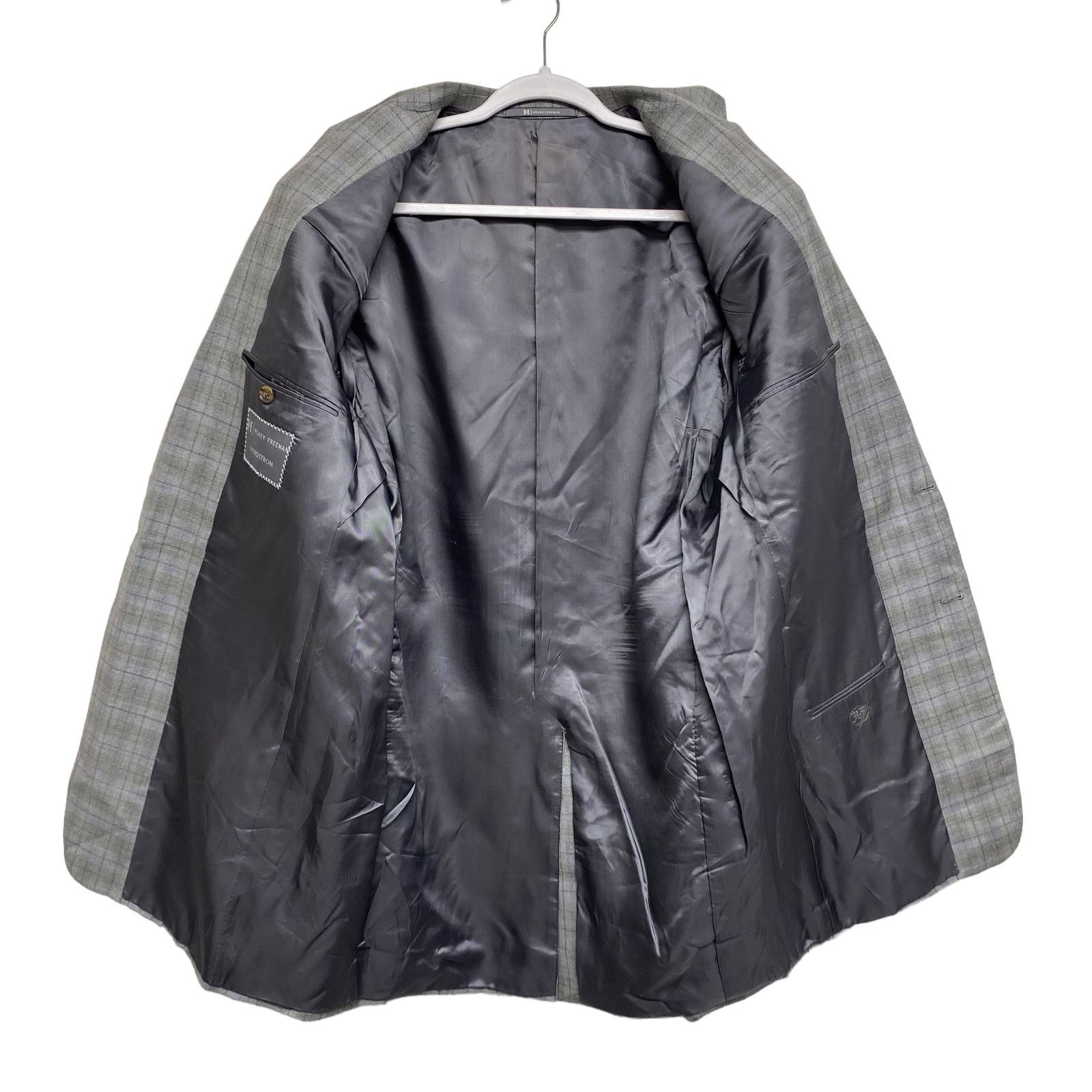 Hickey Freeman Hickey-Freeman 2 Button Plaid Grey Sports Coat Blazer Size 42L - 3 Thumbnail