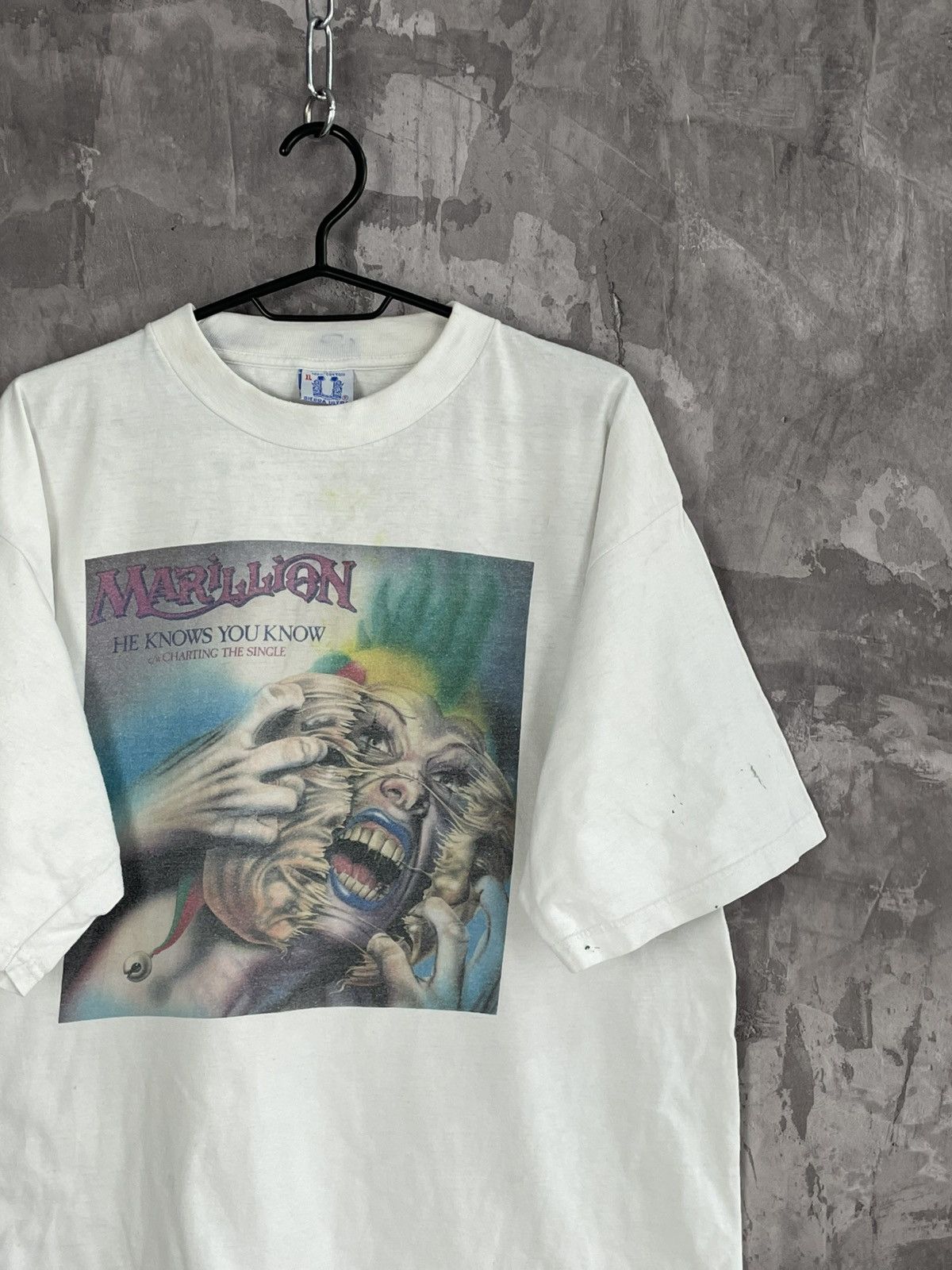 Band Tees Vintage 90s Marillion He Knows You Know Retro Band T Shirt Size US XL / EU 56 / 4 - 4 Thumbnail