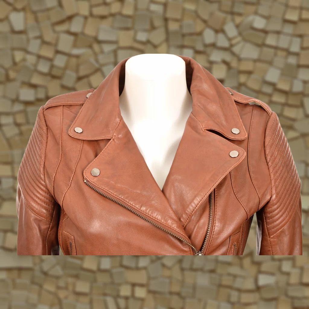 Vintage NAF NAF Womens Brown Leather Biker Jacket MENL89A Size 34 EU 34, Brown, Leather, Biker, Jacket, Womens Size XXS / US 00 / IT 34 - 1 Thumbnail