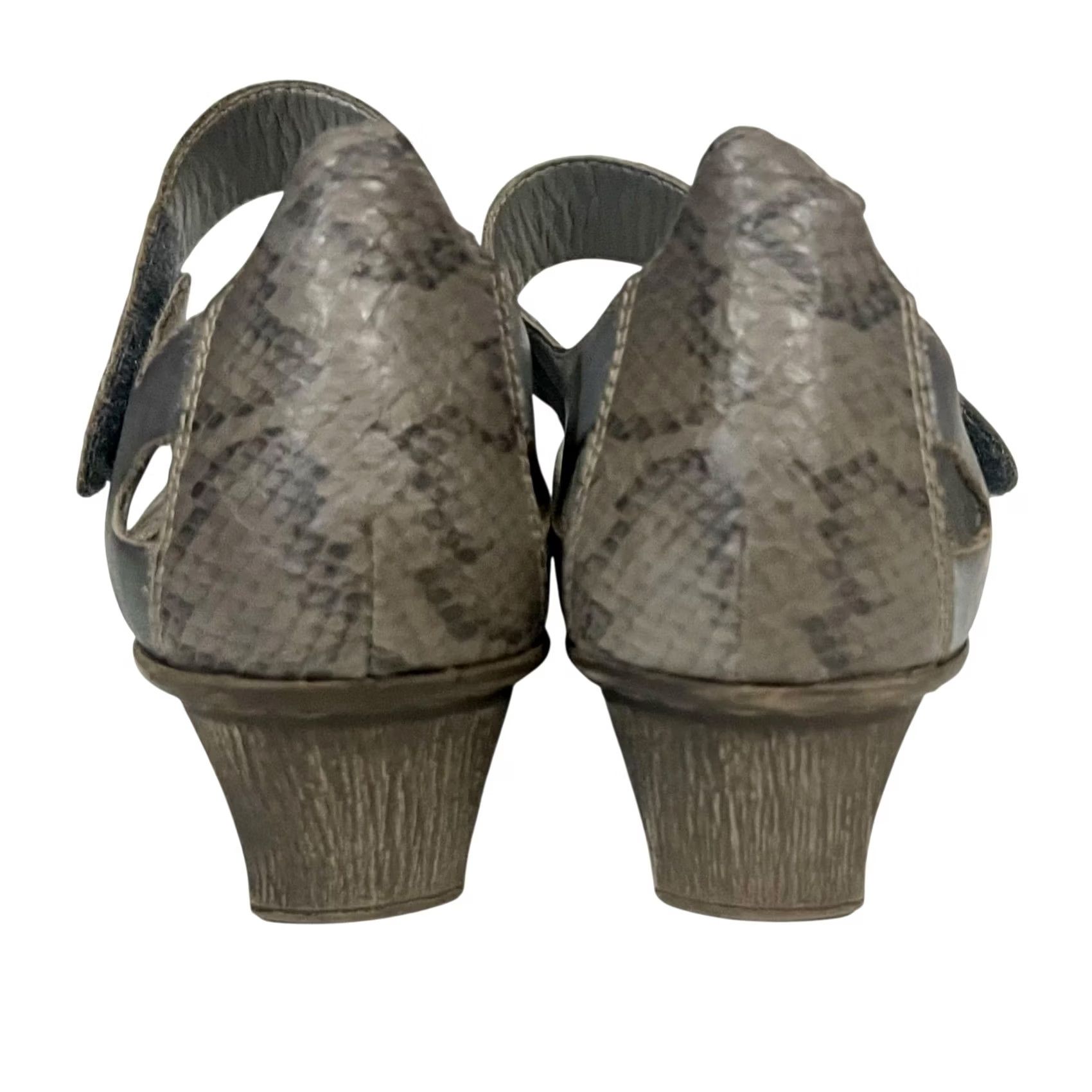 Rieker Rieker Mirjam 80 Gray/Snake Combo AntiStress Mary Jane Heeled Sandal Sandals Leather Hook & Loop 39 EU 8 US Womens Size US 8 / IT 38 - 7 Thumbnail