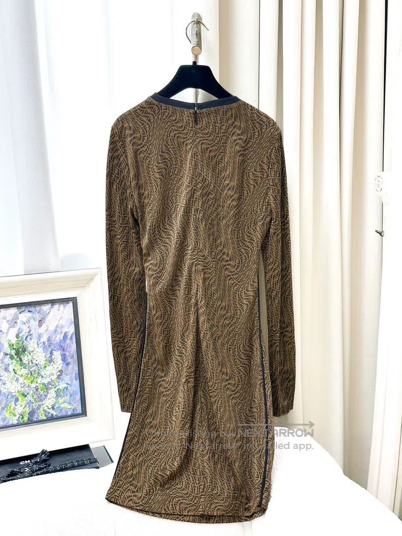 Fendi Fendi Brown full print twisted double F old flower long sl Size S / US 4 / IT 40 - 2 Thumbnail