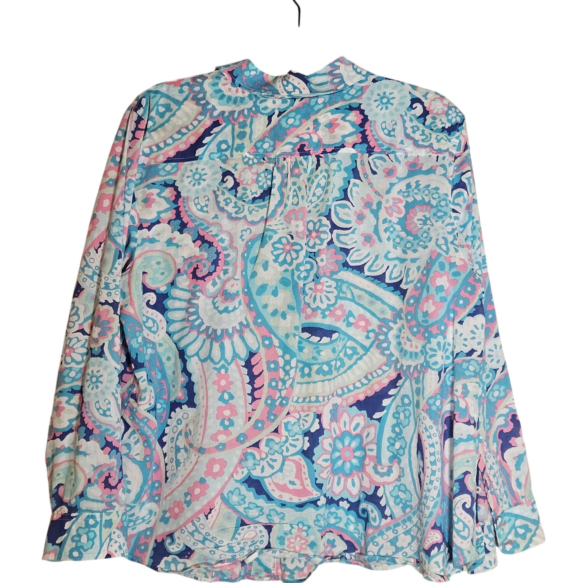 Talbots Talbots XL/P Paisley Button Down Shirt Blue Pink Comfy Class Size XL / US 12-14 / IT 48-50 - 14 Thumbnail