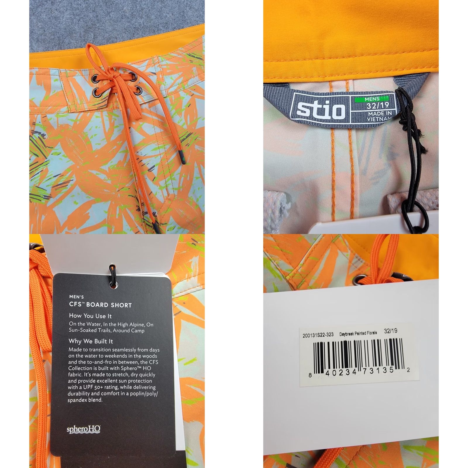 Vintage Stio Board Shorts Mens 32 Orange Yellow Hawaiian Floral NWT Beach, Outdoor, Quick Dry, UV-Protection, Surfing, CFS Size US 32 / EU 48 - 8 Thumbnail
