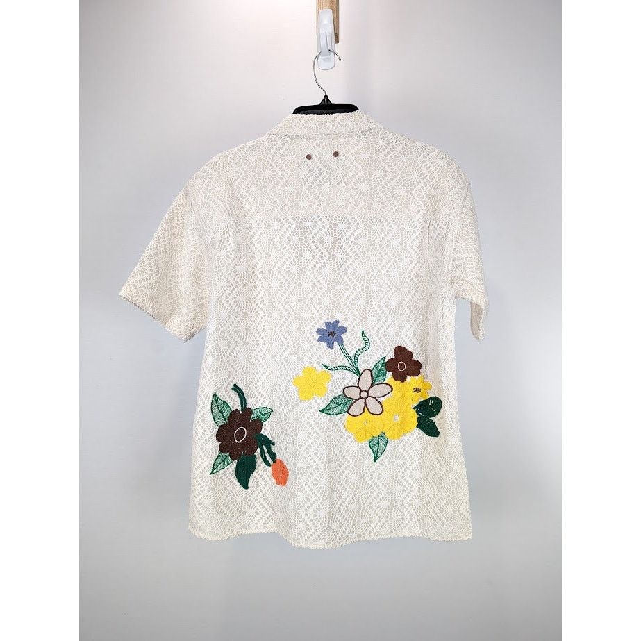 Andersson Bell o1rshd1 Flower Embroidery Open Collar Shirt in White Size US M / EU 48-50 / 2 - 14 Thumbnail