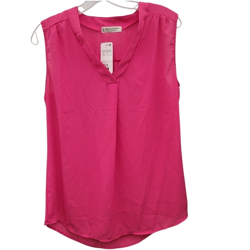 Other NWT Jon & Anna Hot Pink Semi Sheer Sleeveless Blouse Size L / US 10 / IT 46 - 1 Thumbnail