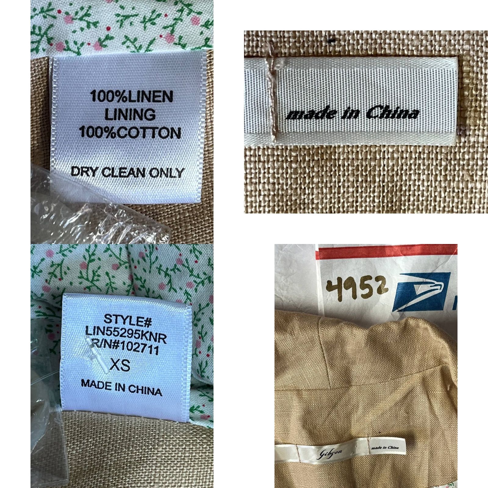Vintage Gibson Blazer Jacket Beige XS Womens Linen Single-Breasted Shawl Collar 100% Linen Size XS / US 0-2 / IT 36-38 - 8 Thumbnail