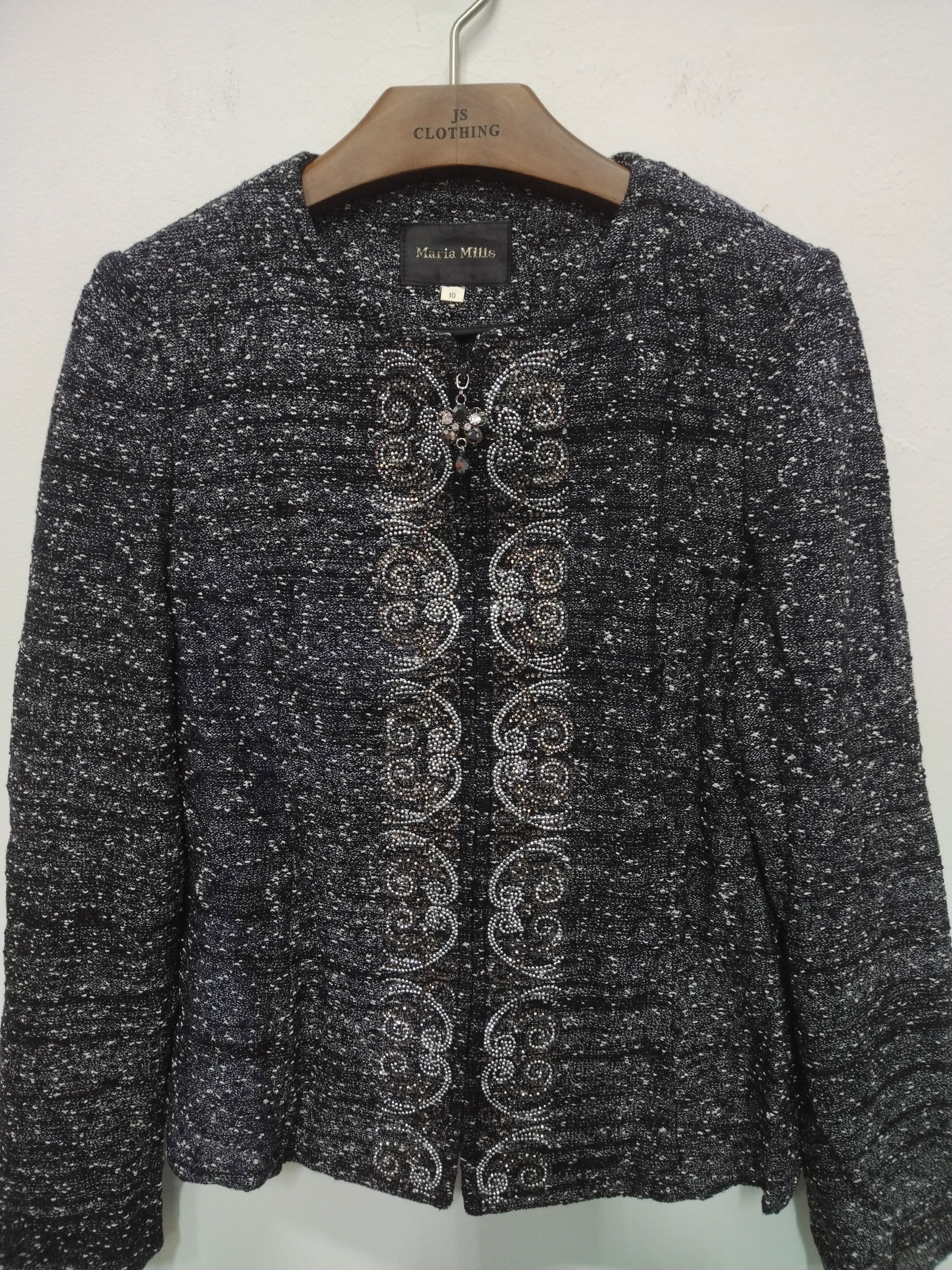 Homespun Knitwear RARE maria mills tweed collarless wool + rayon zipper Jacket Size S / US 4 / IT 40 - 7 Thumbnail
