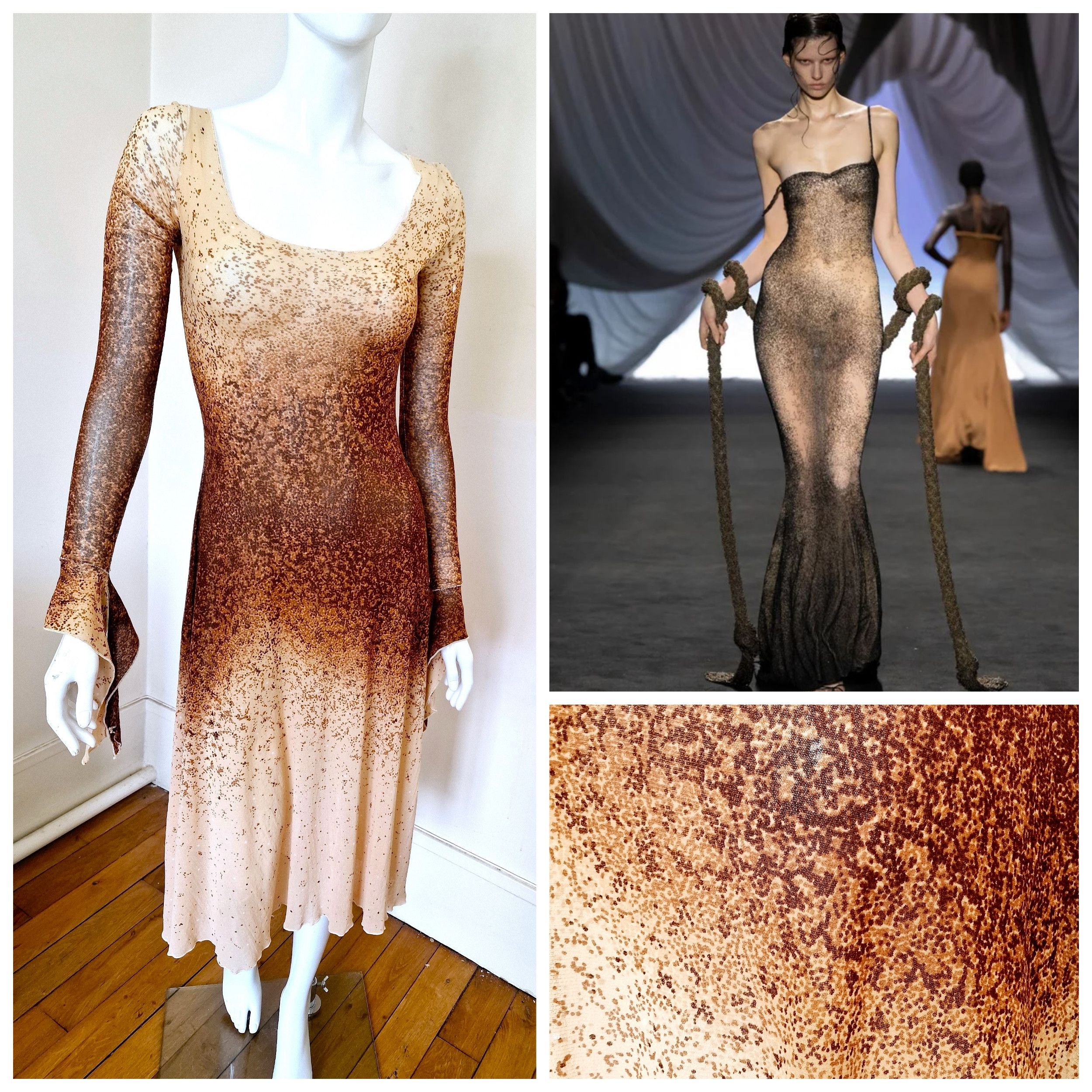 Jean Paul Gaultier Jean Paul Gaultier Sand Optical S/S 2025 Mesh Gown Dress Size L / US 10 / IT 46 - 1 Thumbnail