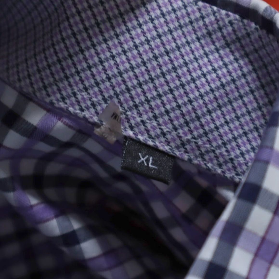 BUGATCHI Bugatchi Shirt Men's XL Purple Gingham Long Sleeve Button Up Shirt Classic Fit Cotton Size US XL / EU 56 / 4 - 7 Thumbnail