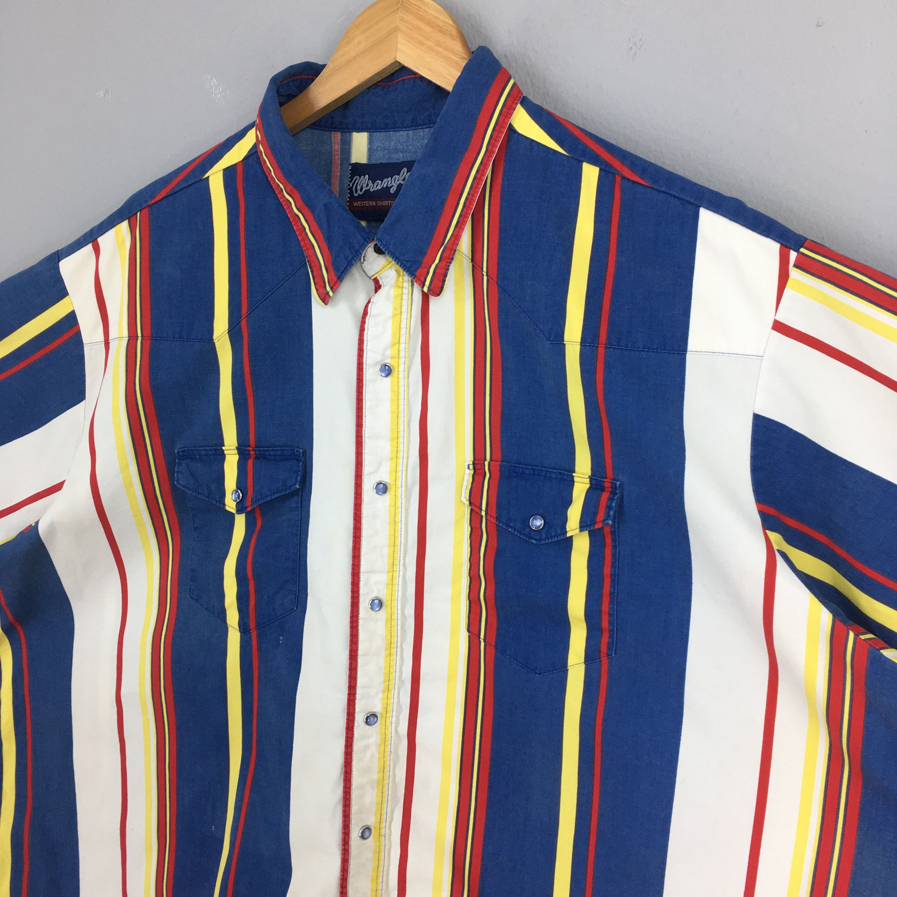 Vintage × Wrangler Vintage Wrangler Striped Western Rodeo Oversized Shirt 4XL Size US XXL / EU 58 / 5 - 3 Thumbnail