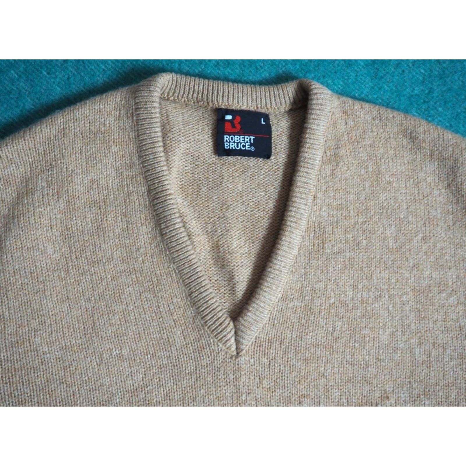 Vintage VTG 70s 80s Robert Bruce Tan Wool V Neck Ivy Prep Pullover Sweater Mens L Brown Size US L / EU 52-54 / 3 - 3 Thumbnail