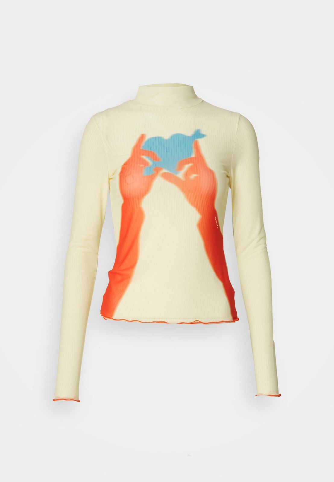 Sunnei !DS! SS23 Sunnei Heart And Hands Mesh Yellow Turtleneck Size US S / EU 44-46 / 1 - 2 Thumbnail