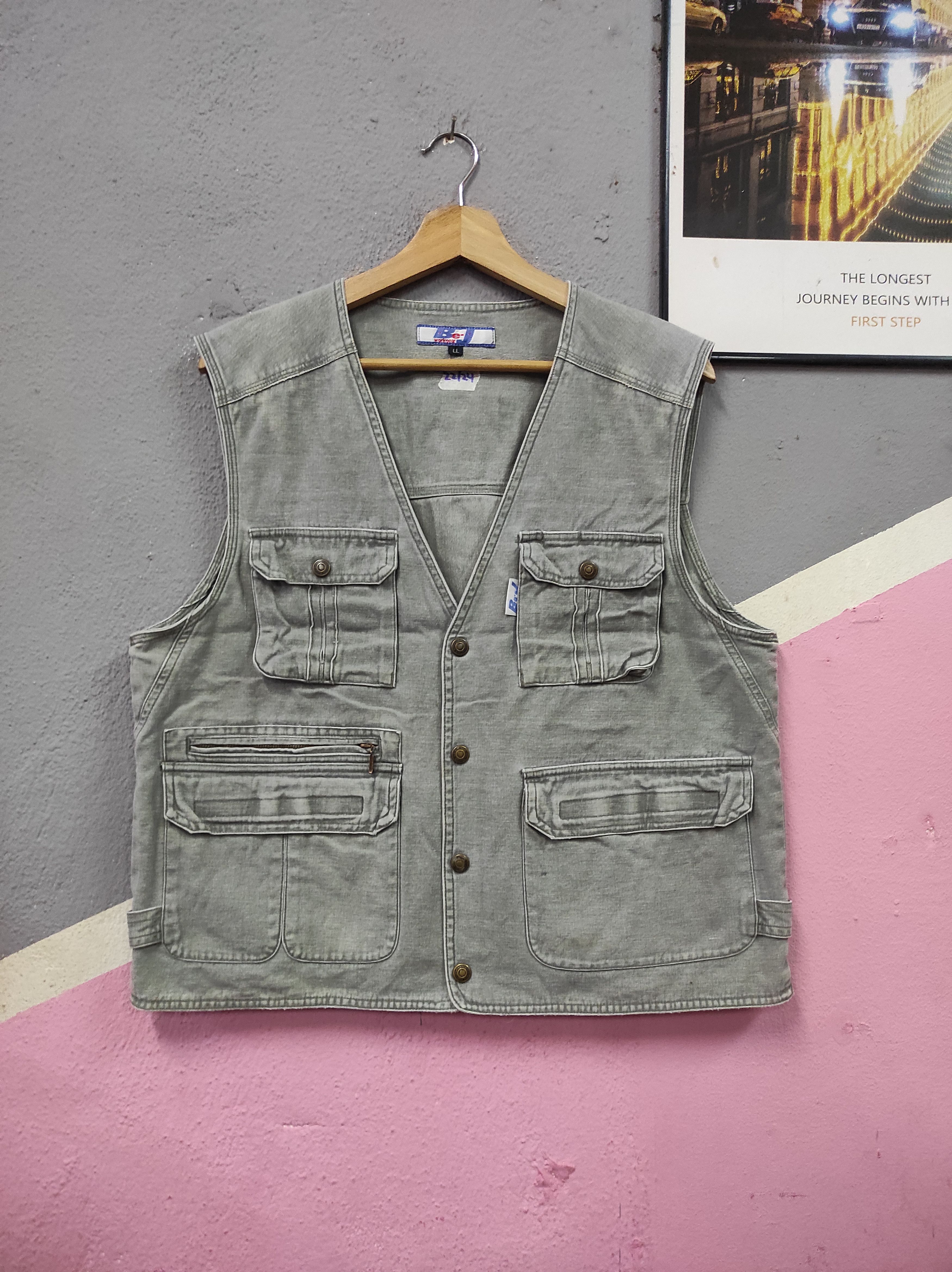 Japanese Brand BE-J WORKGEAR MULTI POCKET VEST SLEEVELESS WORKWEAR Size US L / EU 52-54 / 3 - 1 Thumbnail