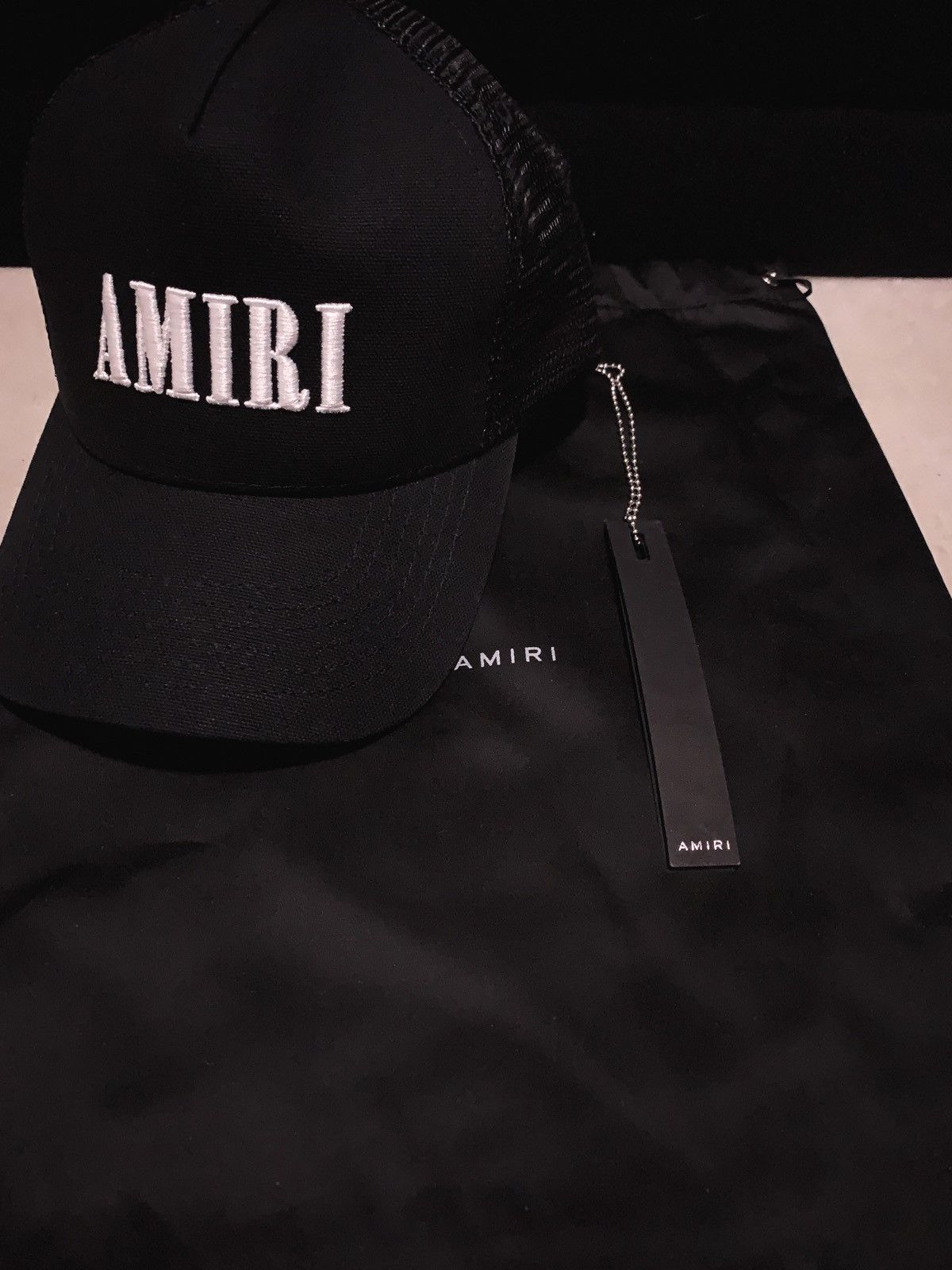 image of Amiri Logo Trucker Cap Hat Baseballcap Mesh New NWT in Black, Men's