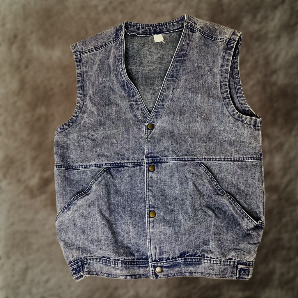 Vintage VINTAGE Bayly Jeans Denim Vest Snap Button Gray Black Wash V Neck USA Made XL Men’s Biker Style Shirt/Outerwear Size US 36 / EU 52 - 1 Thumbnail