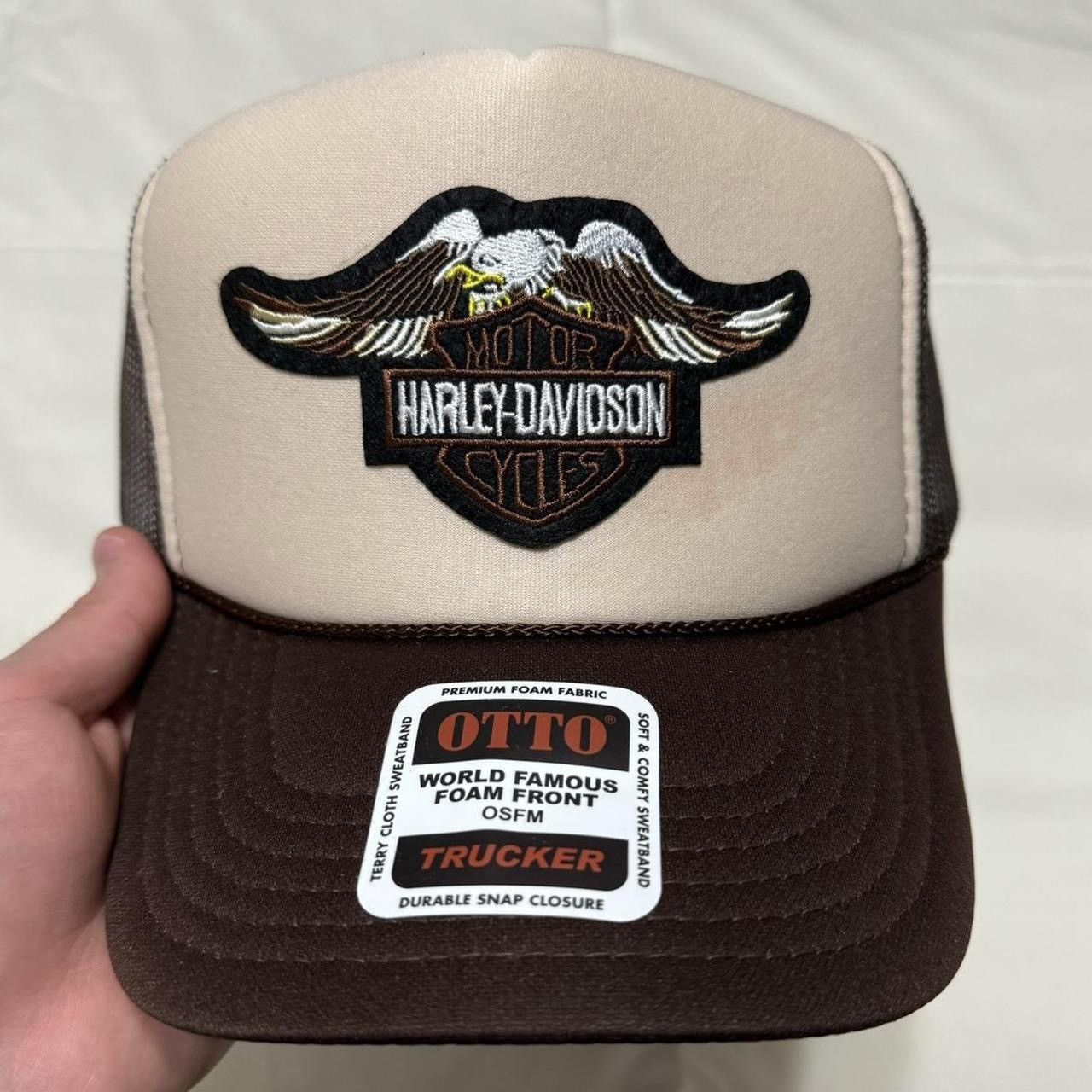 Harley Davidson Brown Tan Harley Davidson Trucker Hat Size ONE SIZE - 1 Thumbnail