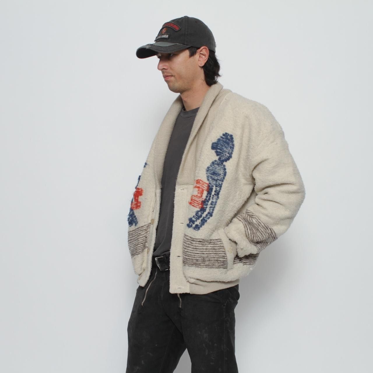 Vintage VINTAGE TAN THICK KNIT WOOL BUTTON UP JACKET Size US L / EU 52-54 / 3 - 1 Thumbnail