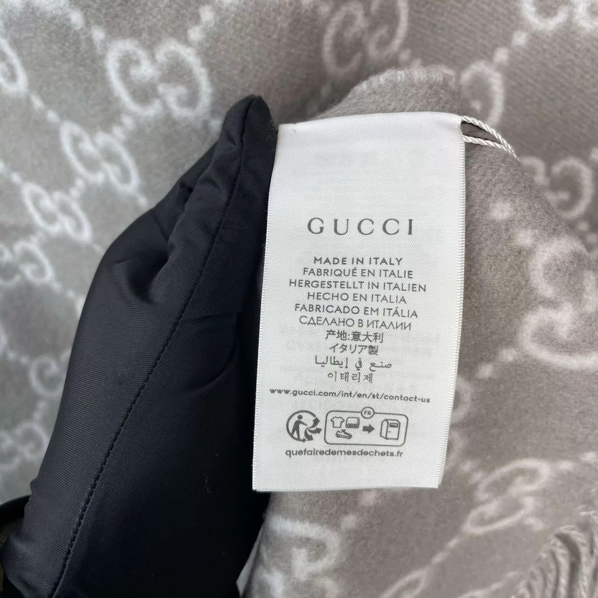 Gucci Gucci 98 new cashmere GG jacquard gray scarf 45x190cm Size ONE SIZE - 8 Thumbnail