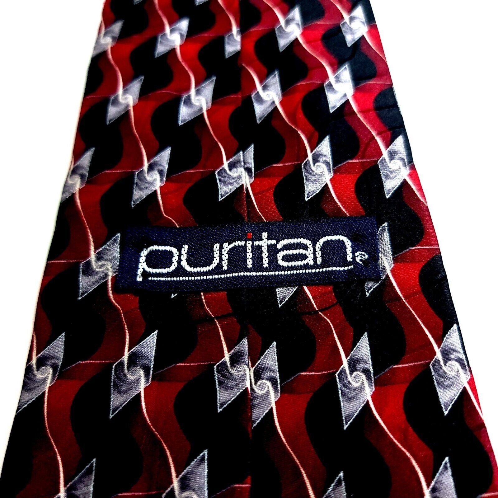 Puritan Puritan Black Red Abstract Geometric Jacquard Print Short Wi Size ONE SIZE - 3 Thumbnail