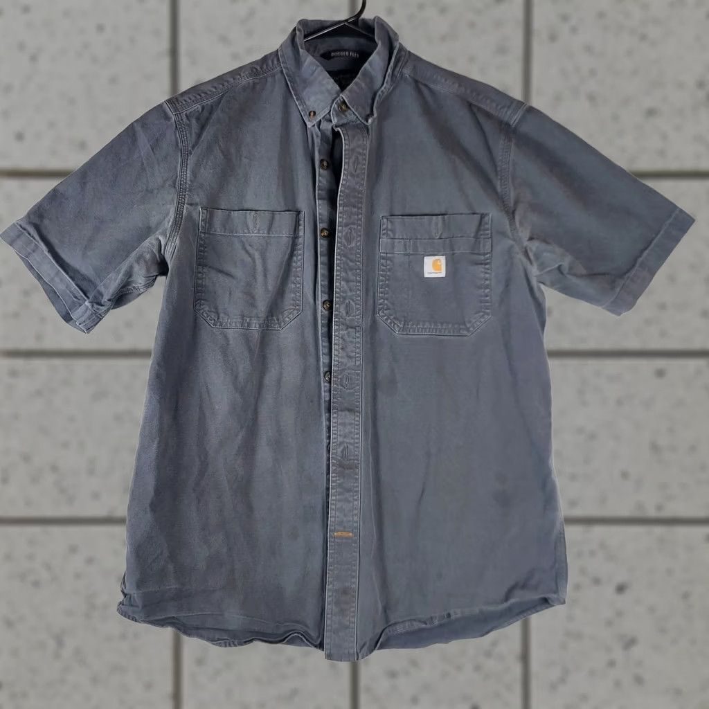 Carhartt Carhartt Mens Short Sleeve Button-Up Relaxed Fit Work Shirt Grey M Size US M / EU 48-50 / 2 - 1 Thumbnail