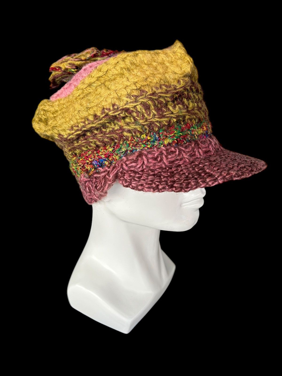 Japanese Brand × Kapital × Vintage Rare Crochet Knitted Handmade Custom Big Hats ☠️☠️ Size ONE SIZE - 7 Thumbnail