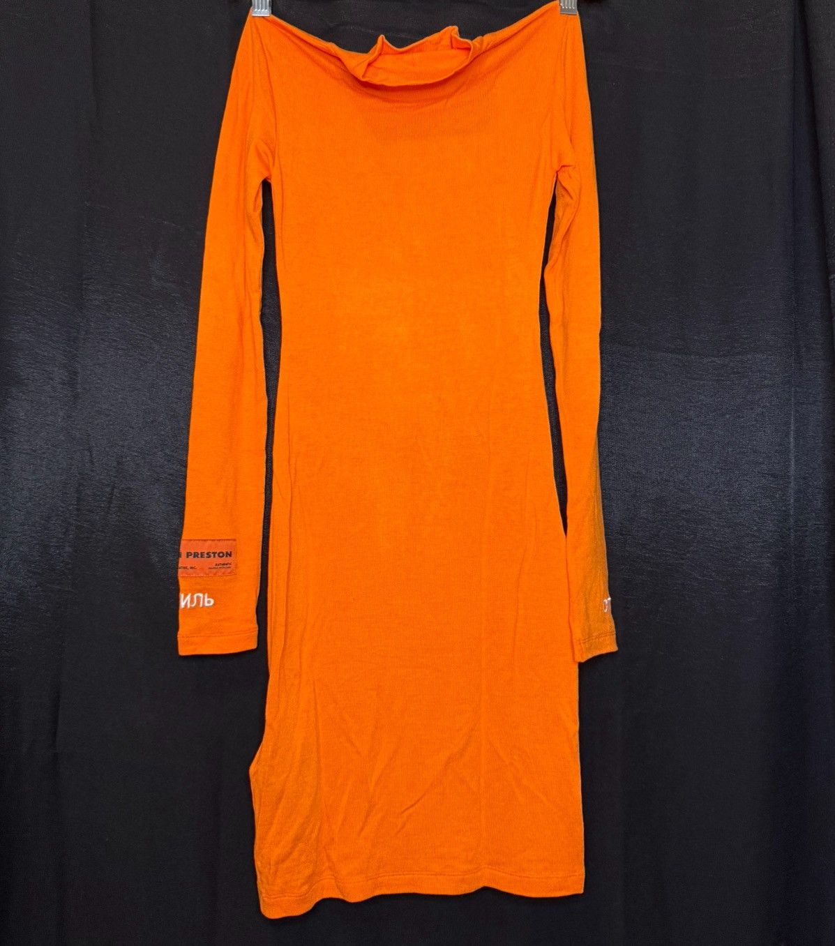 Heron Preston Orange “СТИЛЬ” Mock Neck Long Sleeve Top