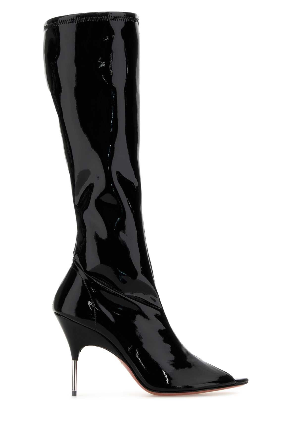 Amina Muaddi Black Vinyl Bruna Boots Size US 11 / IT 41 - 1 Thumbnail