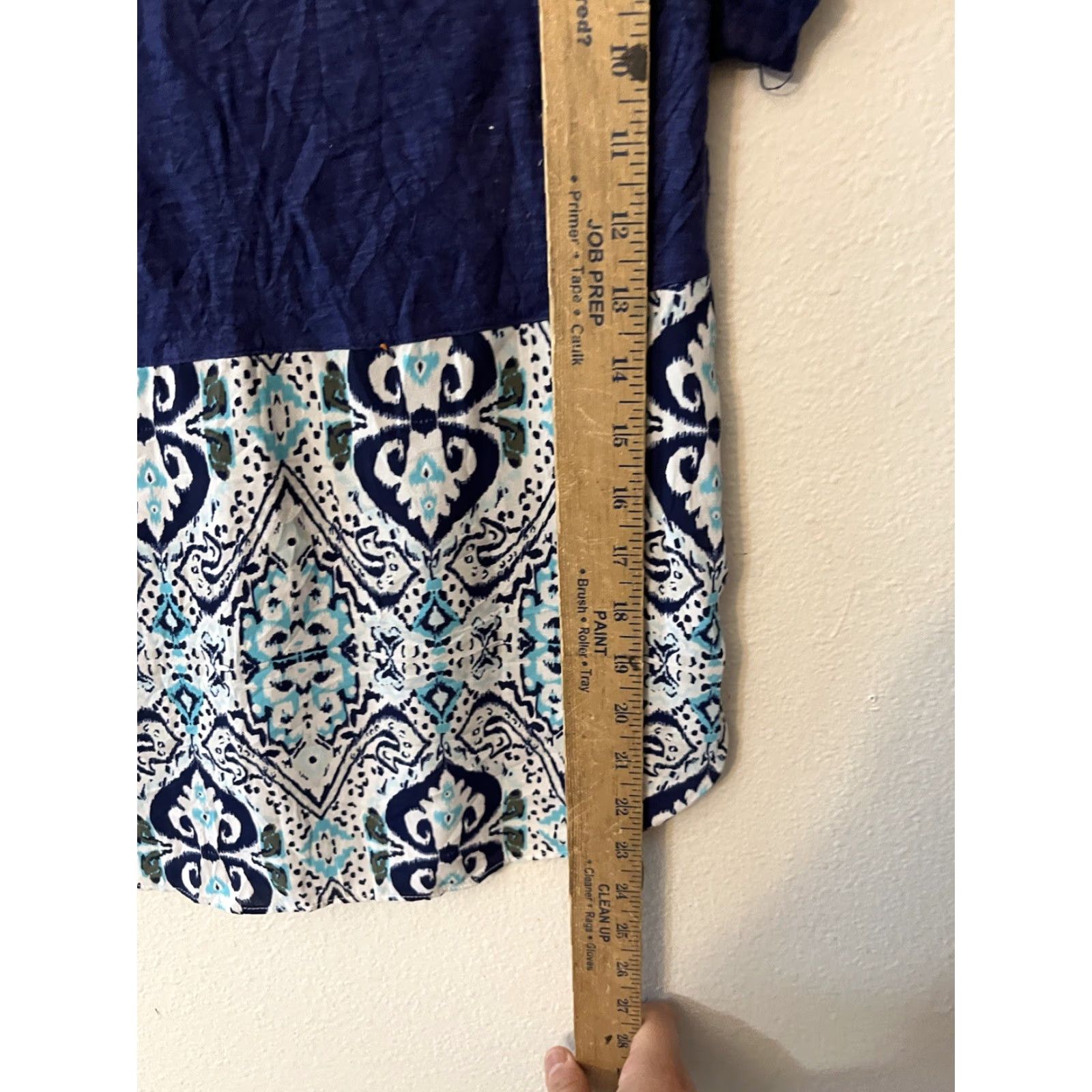 Express VINTAGE Express Womens Top Blouse XS Short Sleeve Cotton Pattern Relaxed Fit Blue Hi Lo Hem Summer Womens Size XS / US 0-2 / IT 36-38 - 4 Thumbnail