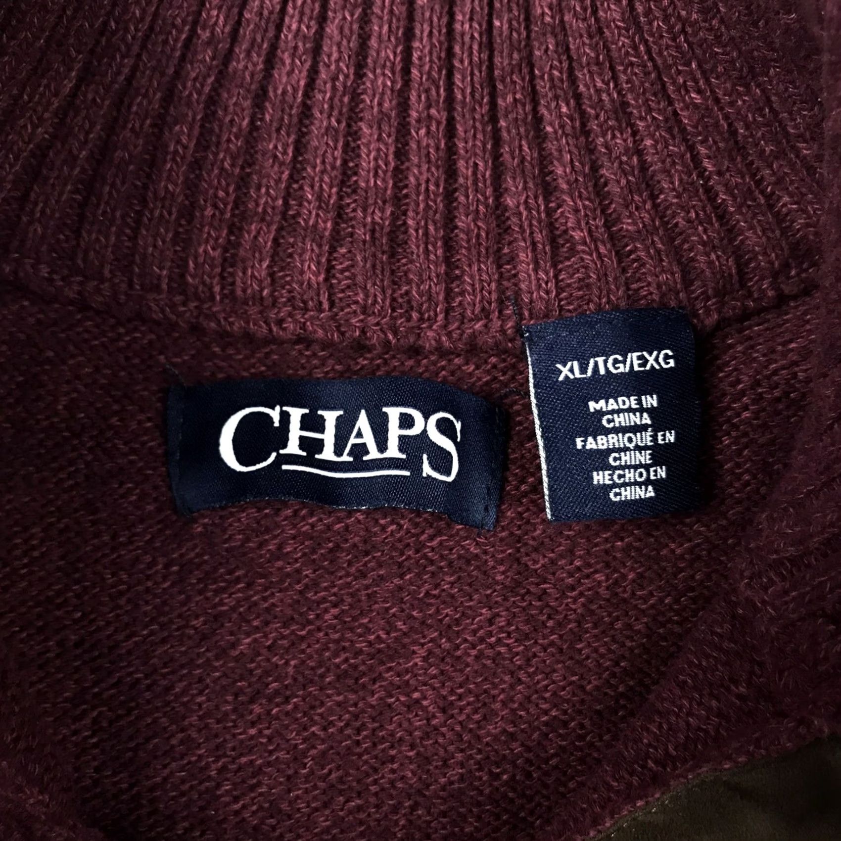 Chaps Chaps Mens Pullover Sweater XL Burgundy Embroidered Logo Elbow Patches Knit Henley Long Sleeve Shirt Style Size US XL / EU 56 / 4 - 2 Thumbnail