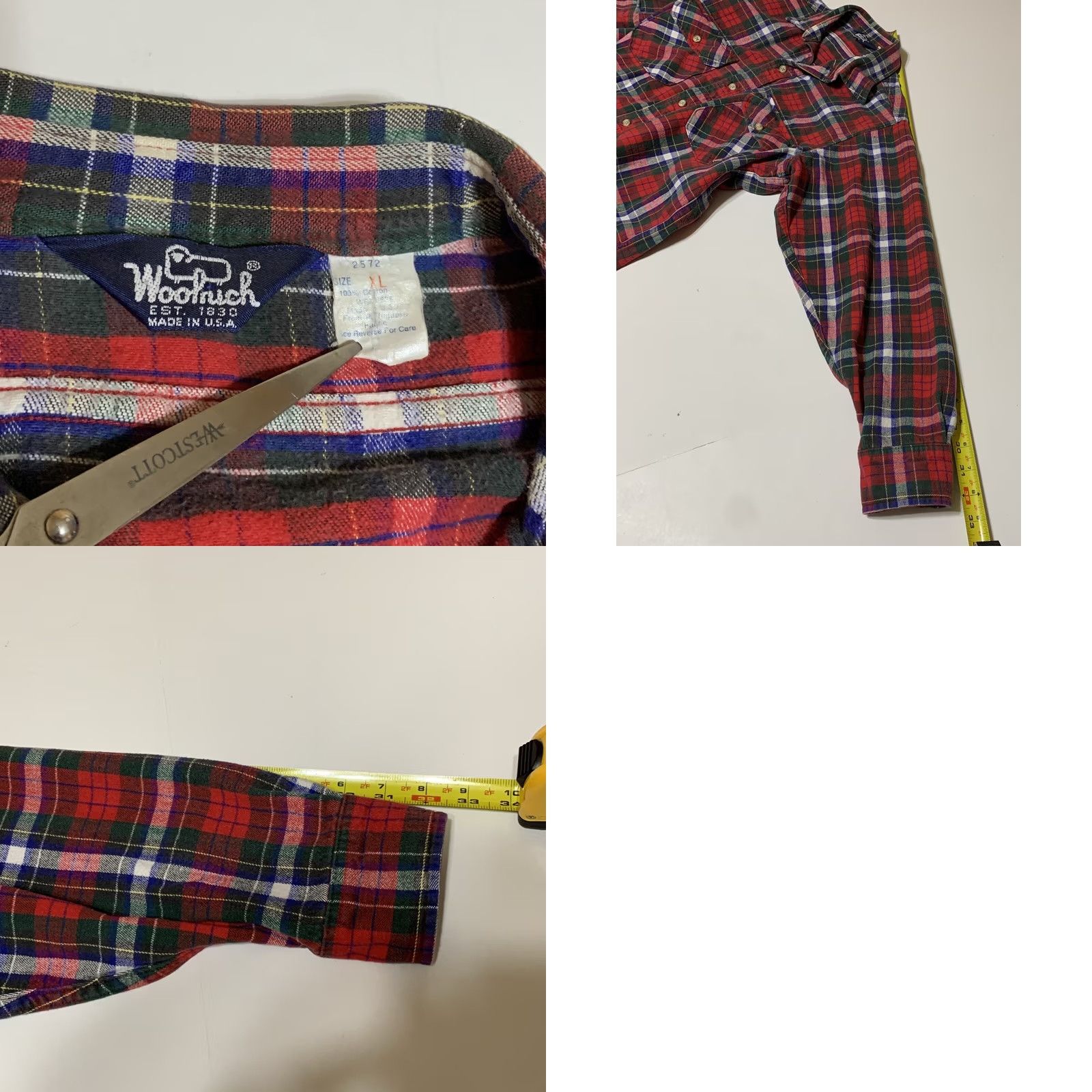 Vintage VINTAGE Woolrich Button-Up Shirt Mens XL/L Red Plaid Flannel Long Sleeve Shirt Size US L / EU 52-54 / 3 - 8 Thumbnail