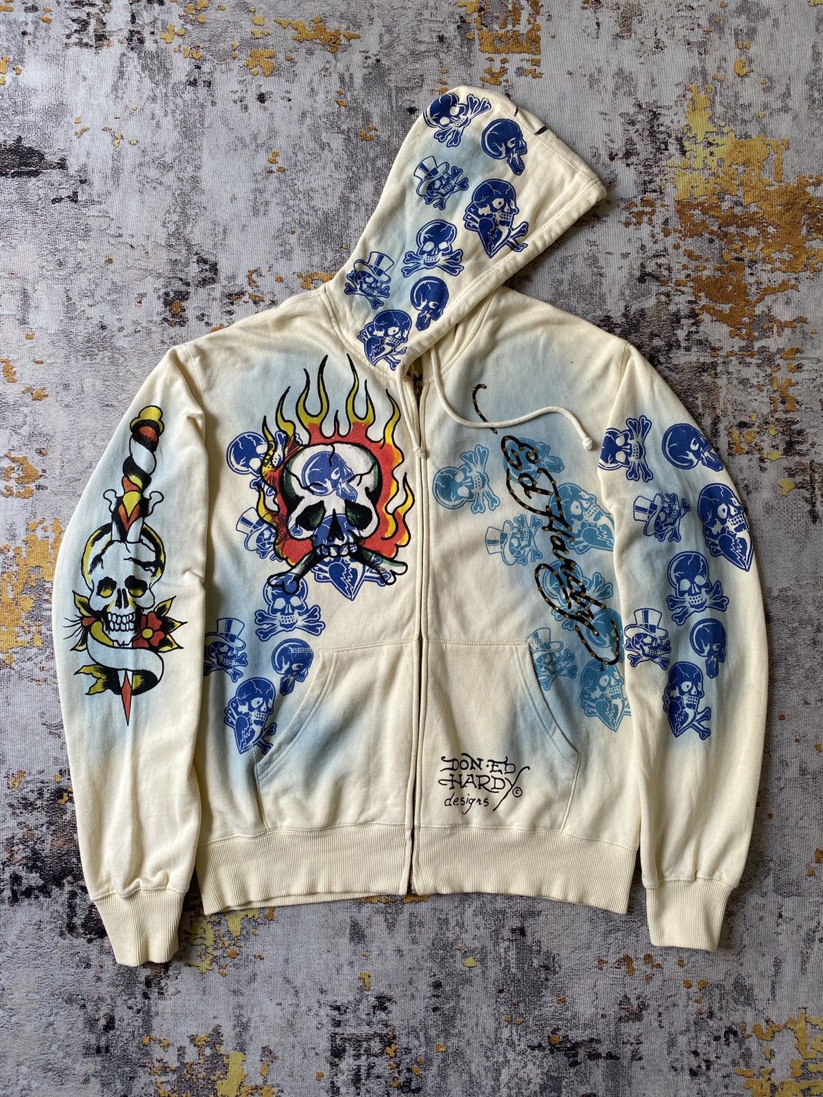 Ed Hardy 2000s Ed Hardy By Christian Audigier Destroyed Tattoo Hoodie Size US XL / EU 56 / 4 - 19 Thumbnail
