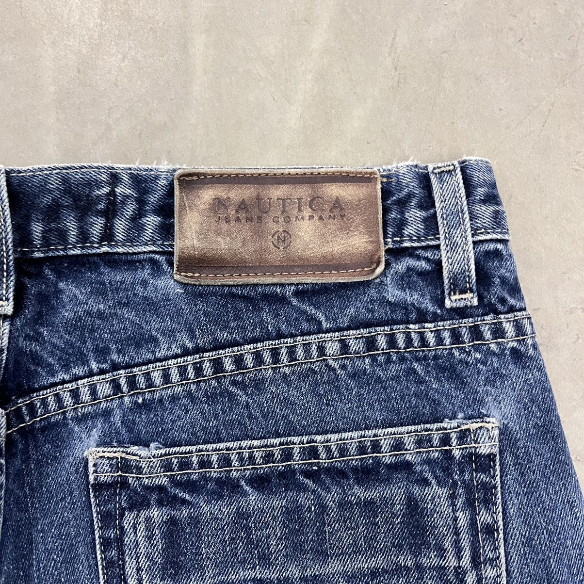 Nautica × Vintage Vintage Y2K nautica blue Jean shorts 36 waist leather tab Size US 36 / EU 52 - 2 Thumbnail