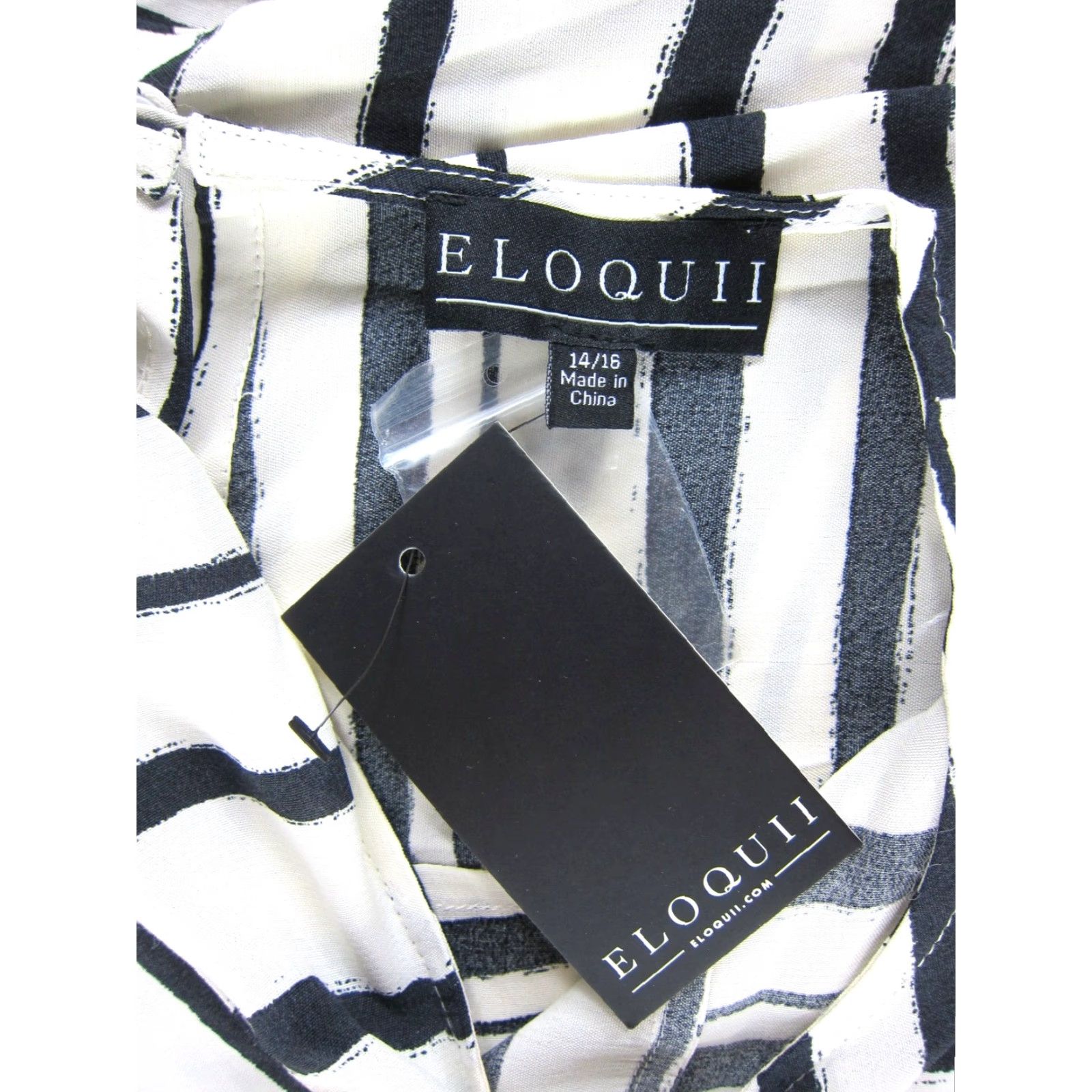 Vintage NWT Eloquii Ivory Black Stripe Tunic Cap Sleeve Tunic Smock Dress Size 14/16 Size XL / US 12-14 / IT 48-50 - 3 Thumbnail