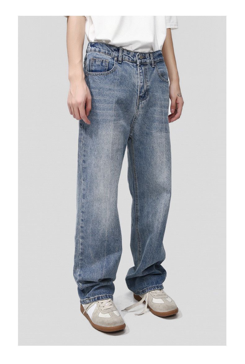 Japanese Brand × Jean Loose elastic waist straight leg simple washed jeans Size US 32 / EU 48 - 4 Thumbnail