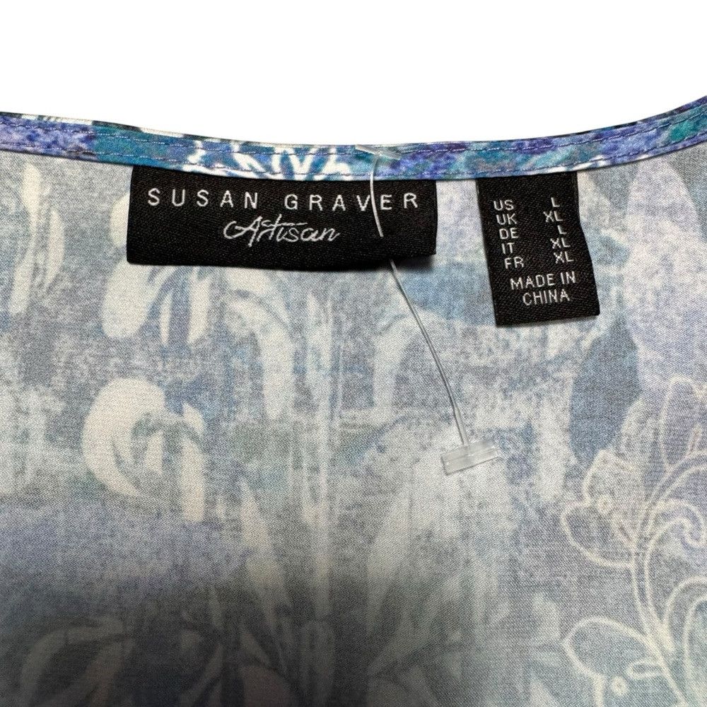 Other New Susan Graver Artisan Printed Charmeuse Blue Tunic Size Size L / US 10 / IT 46 - 7 Thumbnail