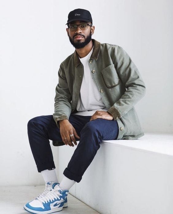 image of Le Laboureur x Vetra 70's Worker German Collared Button Jacket in Faded Black, Men's (Size Large)