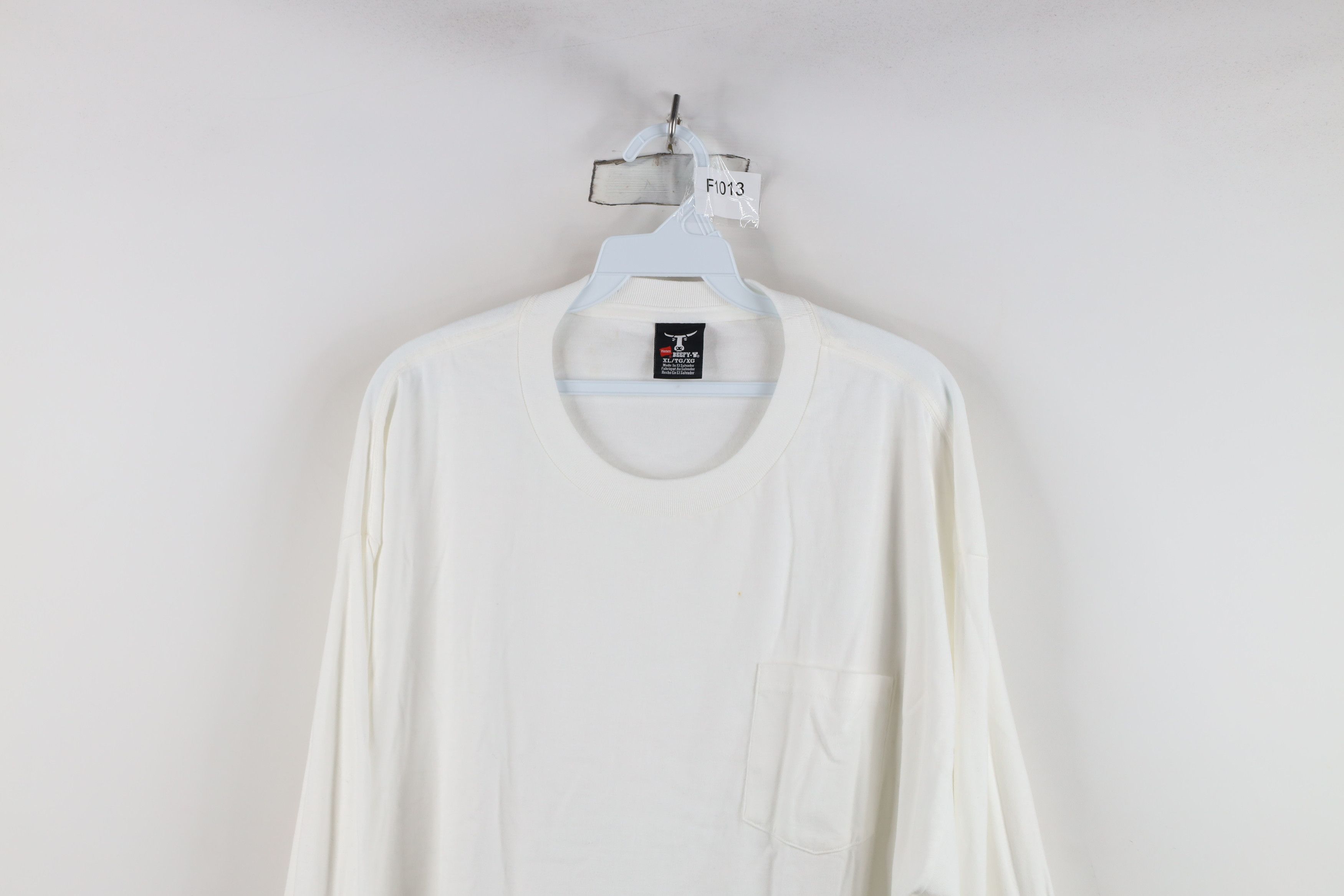 Hanes Vintage Hanes Beefy Heavyweight Long Sleeve T-Shirt White Size US XL / EU 56 / 4 - 2 Thumbnail