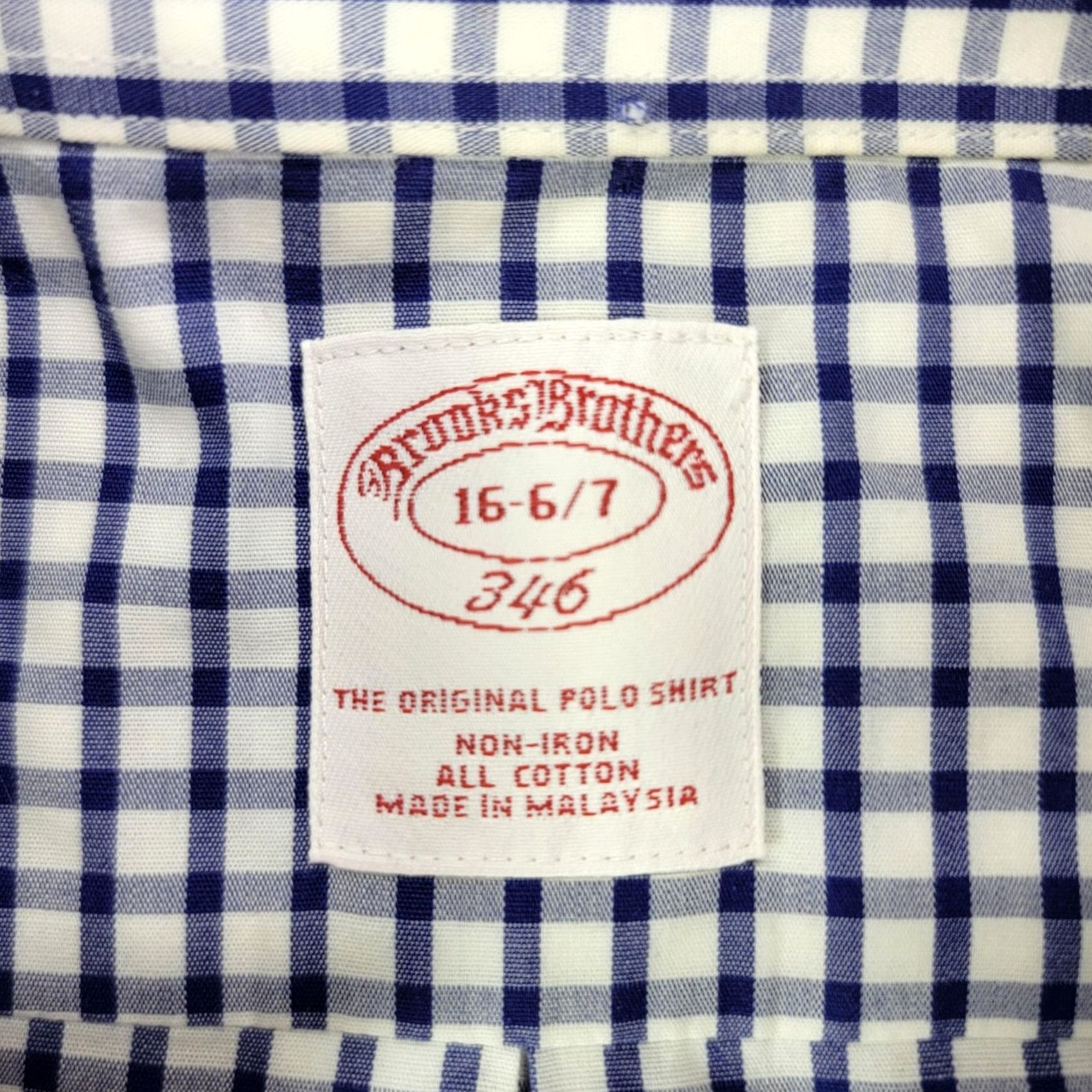 Brooks Brothers Brooks Brothers Shirt Mens 44 Blue Check Short Sleeve Button-Up Non-Iron Cotton Size US XXL / EU 58 / 5 - 2 Thumbnail