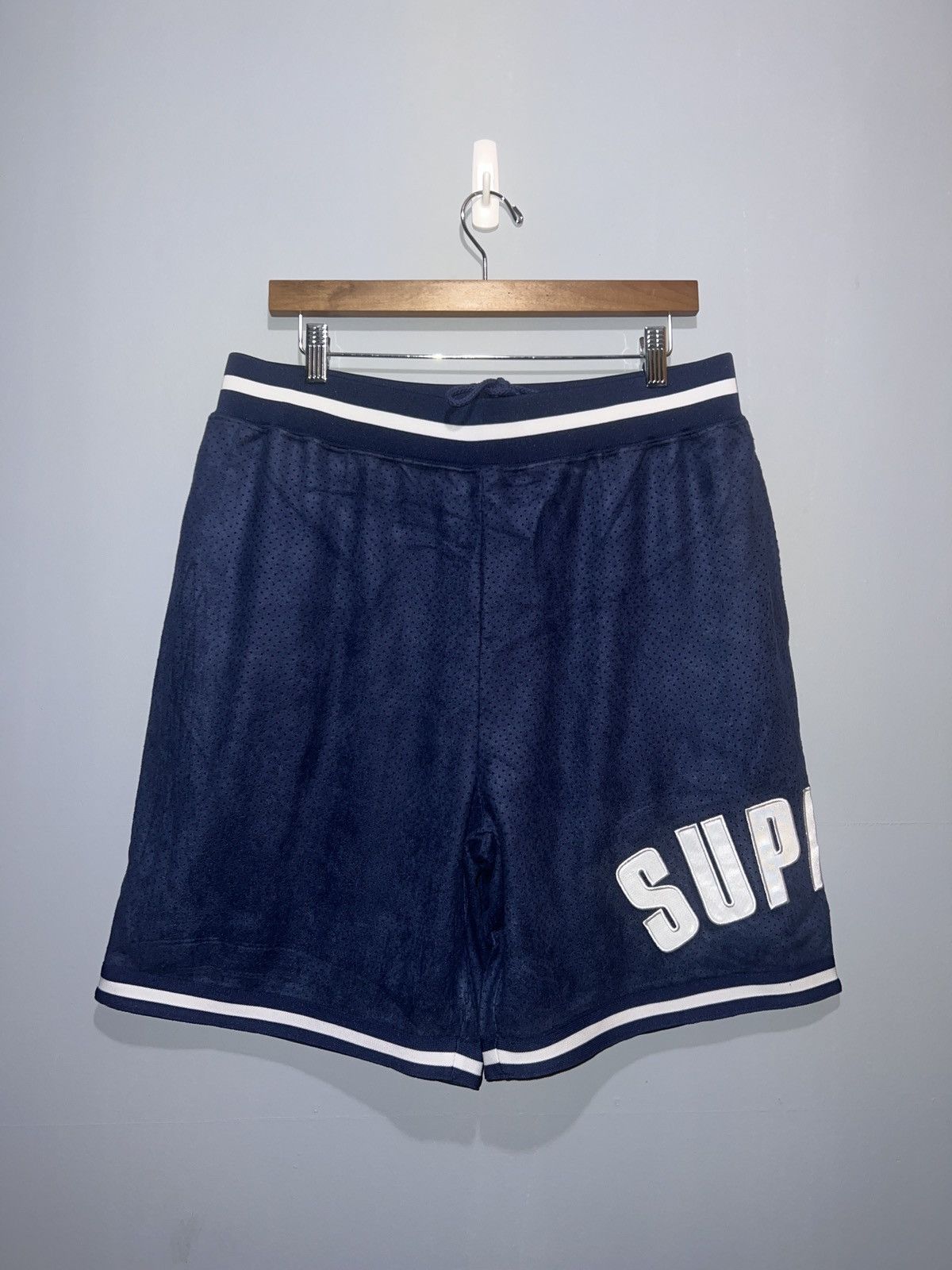 image of Supreme Ultra Suede Mesh Shorts Size M in Navy, Men's