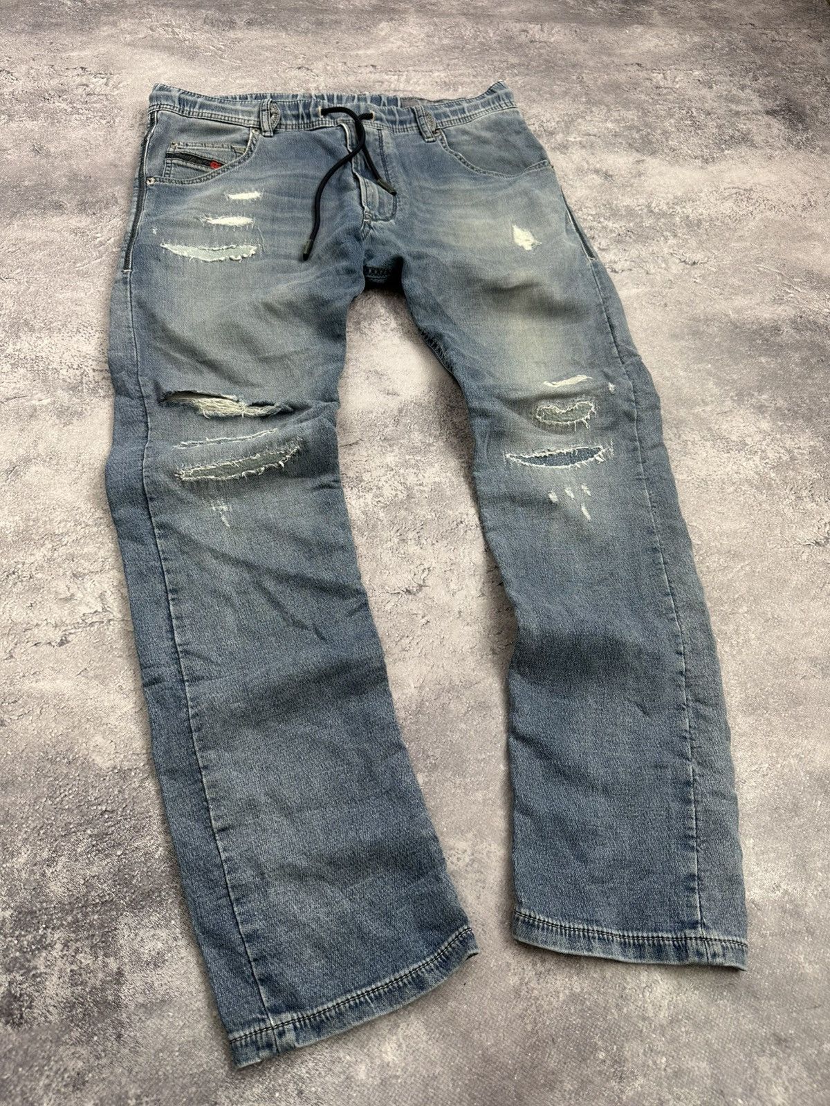 Diesel Vintage Y2K Diesel Distressed Blue Faded Krooley Joggjeans Size US 28 / EU 44 - 1 Thumbnail