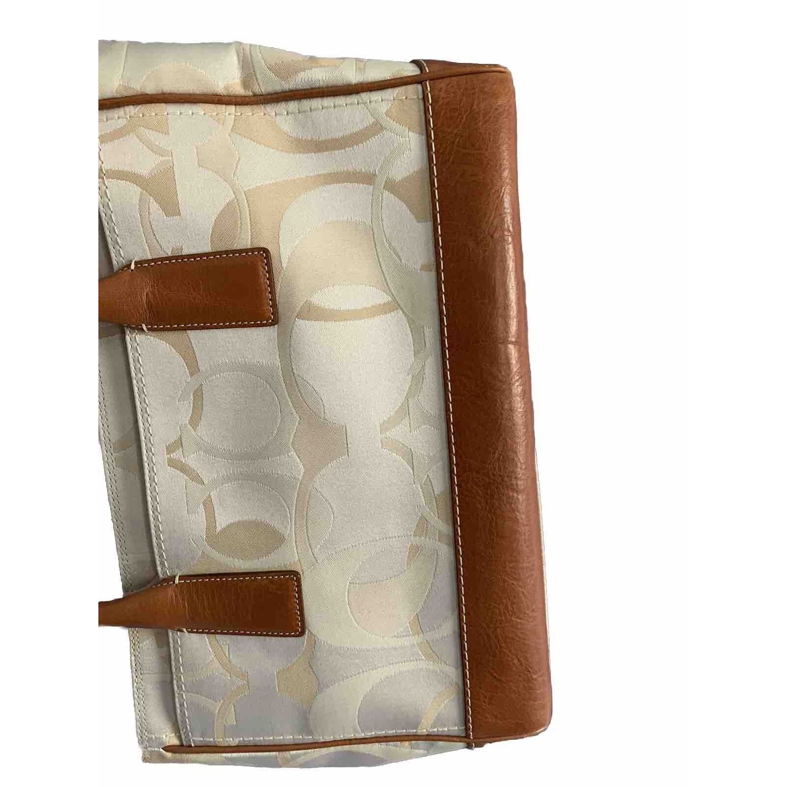 Coach Coach Cream Canvas Leather Handbag 11821 Feet Made Jan 2008 Size ONE SIZE - 17 Thumbnail