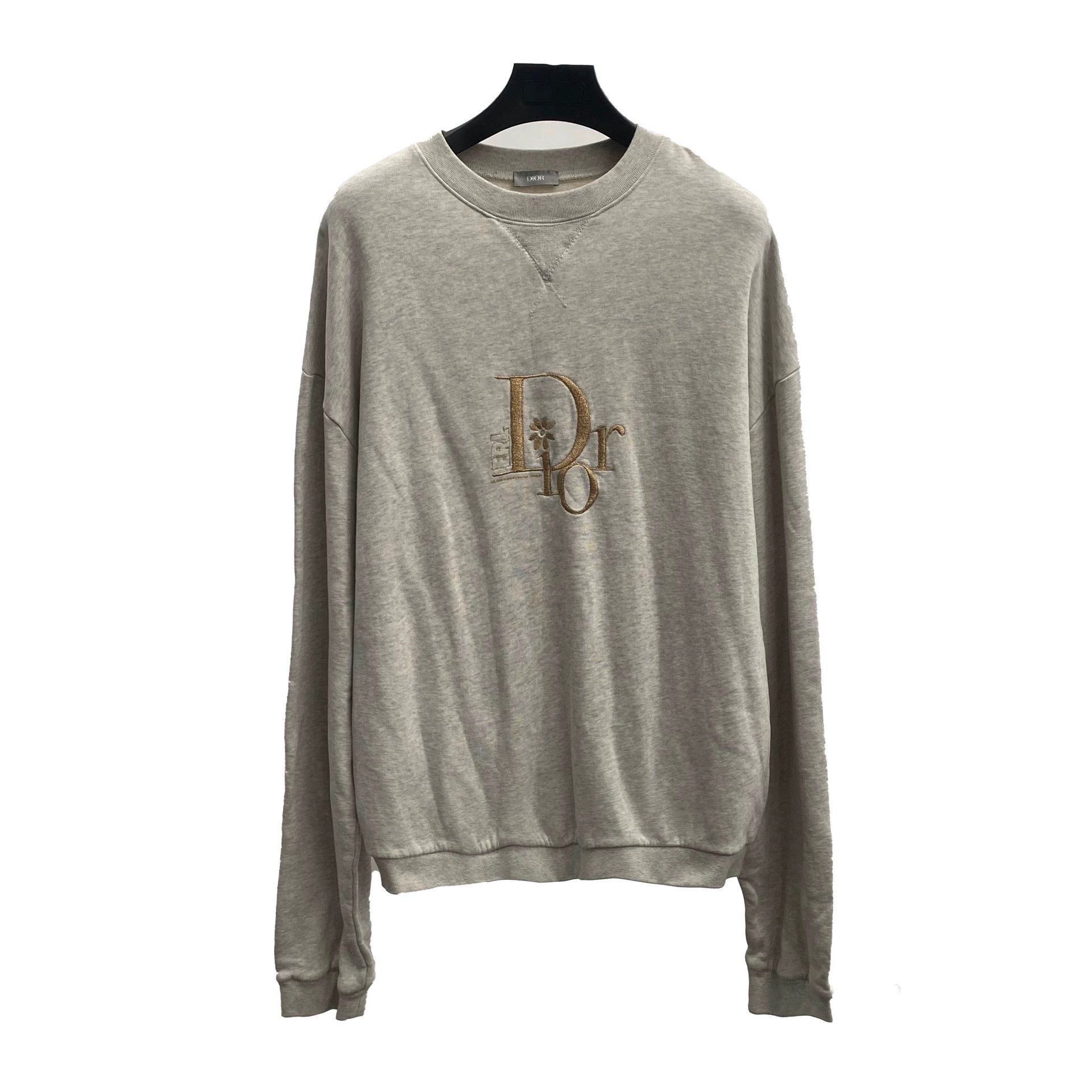 gray dior logo sweatshirt in size large